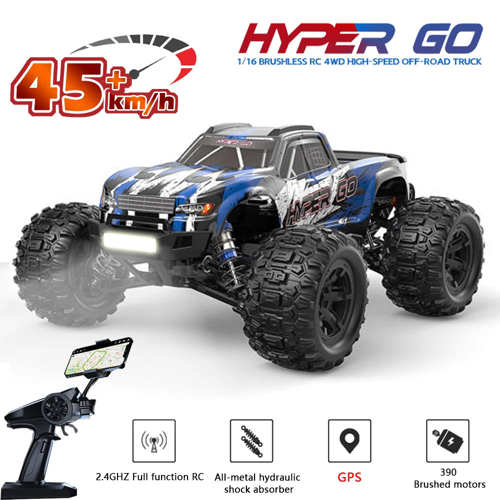 MJX Hyper Go H16H/H16E GPS RC Car – 45KM/H 1:16 4WD High-Speed Off-Road Drift Monster Truck vs. WLtoys 144010
High-Speed MJX Hyper Go H16H/H1