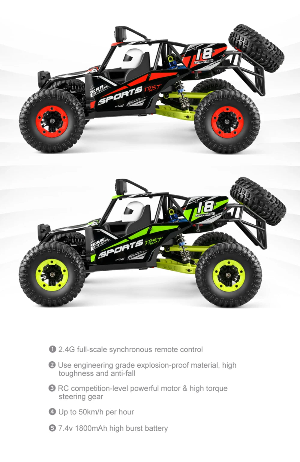 1:12 RC Car – 50KM/H 4WD High-Speed Monster Truck with 2.4G Remote Control, Off-Road Racing Buggy vs Wltoys 144001