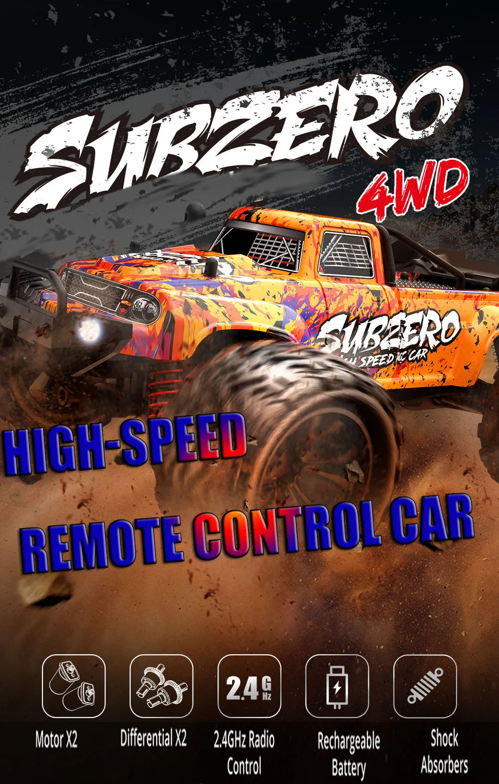 1:16 4WD RC Car – 40KM/H High-Speed Drift Off-Road Car with 2.4G Radio Control – Perfect Toy for Kids