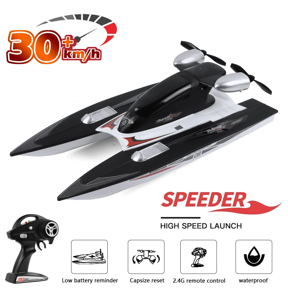 RC Boat 30 KM/H – 2.4G High-Speed Waterproof Jet Boat, Electric Radio Remote Control Toy for Boys