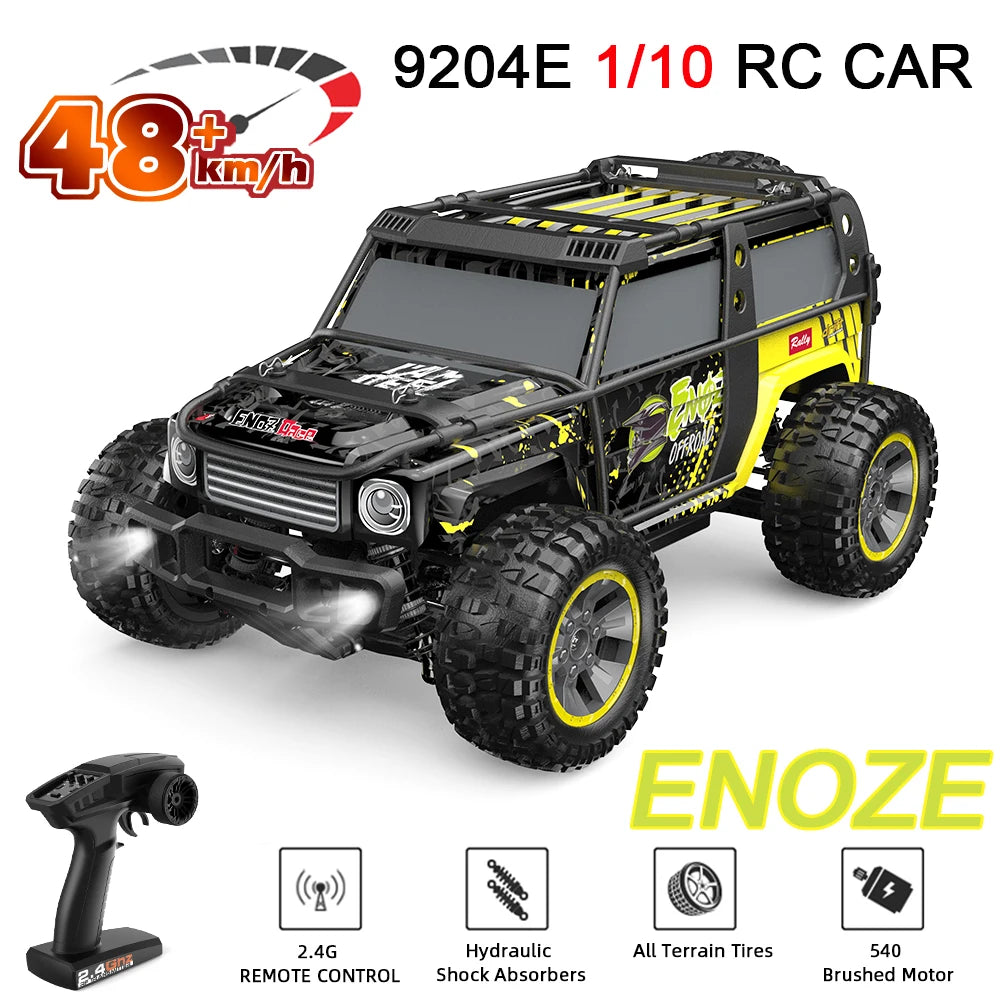 EONZE 9204E 1:10 RC Car – 48KM/H 4WD Drift Monster Truck with LED Lights and Hydraulic Shock Absorbers for Kids