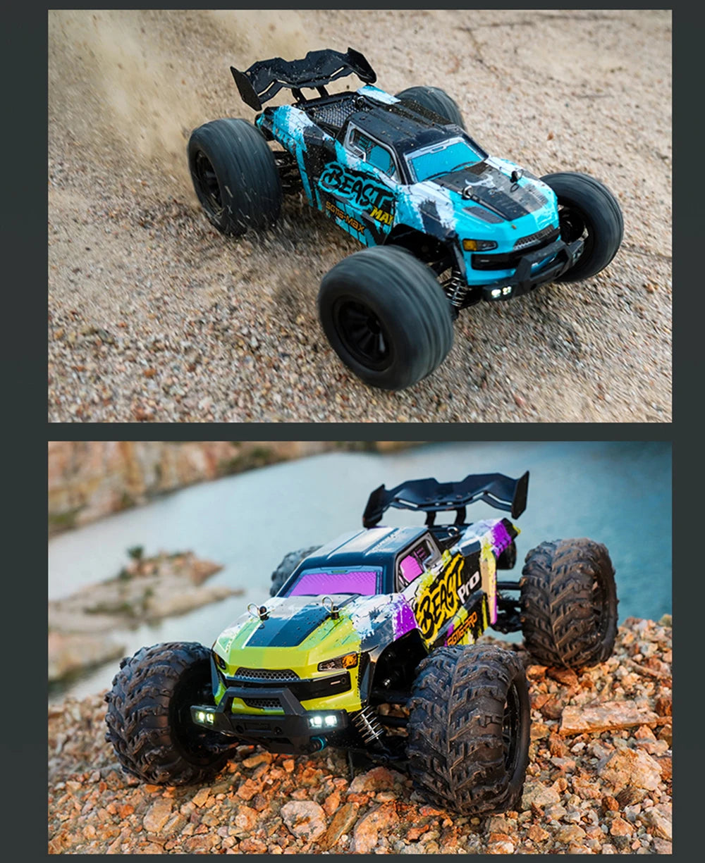 1:16 ZLL SG116MAX RC Car – 80KM/H 4WD High-Speed Off-Road Drift Monster Truck with LED Lights, Remote Control vs WLtoys 144001