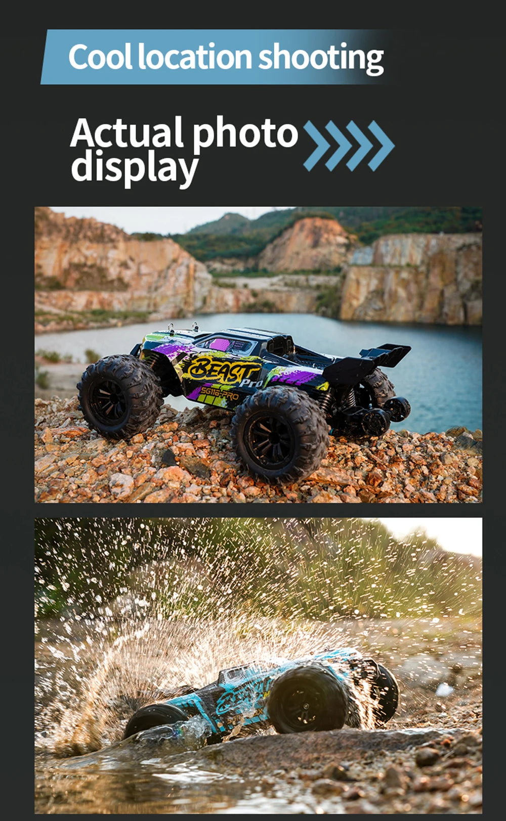 1:16 ZLL SG116MAX RC Car – 80KM/H 4WD High-Speed Off-Road Drift Monster Truck with LED Lights, Remote Control vs WLtoys 144001