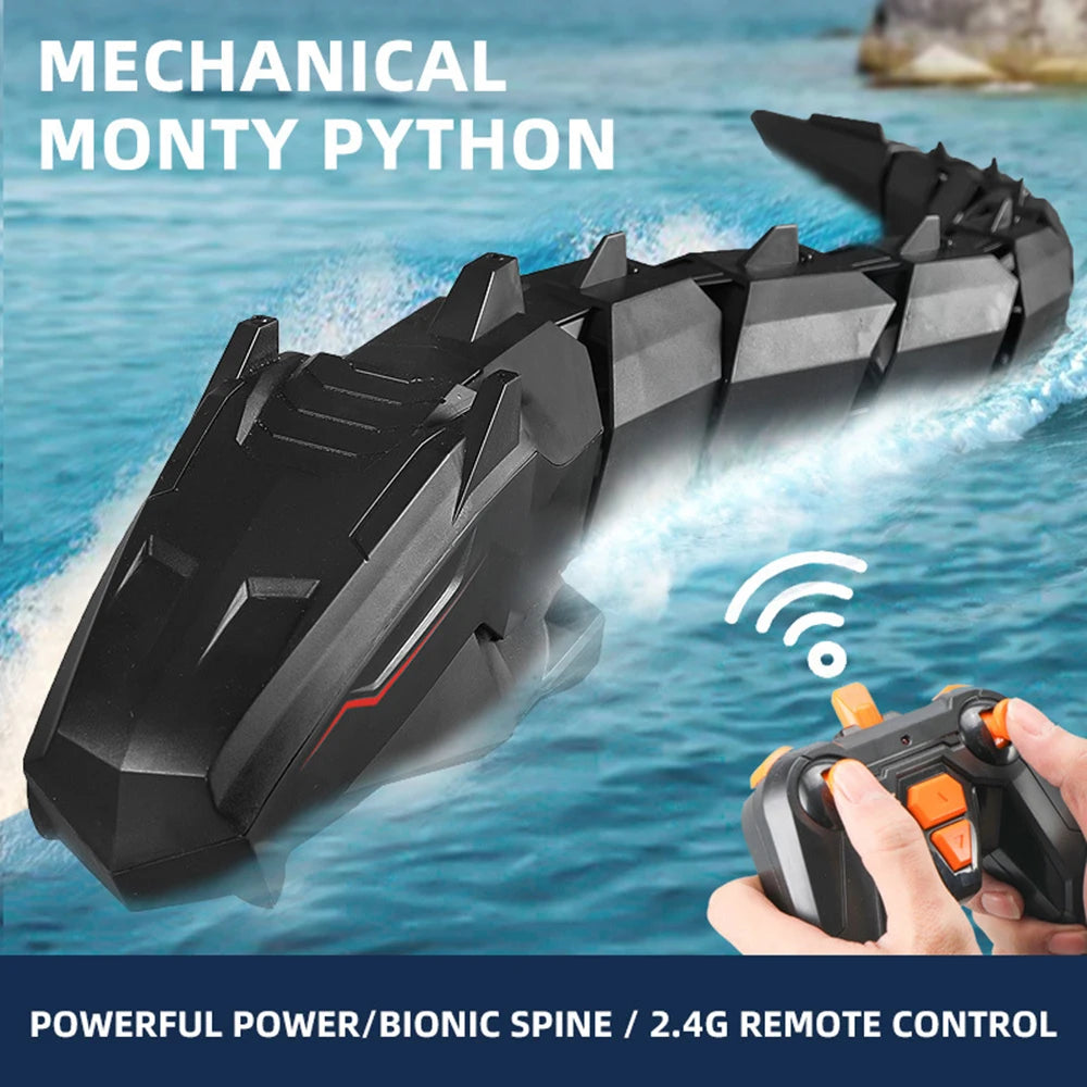 2.4GHz RC Boat – Remote Control Mechanical Python Model, Waterproof Electric Simulation Snake, Water Games Toy for Children