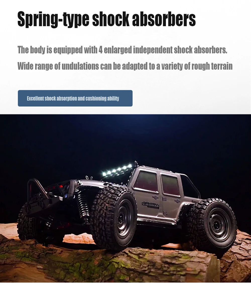 1:16 38KM/H RTR Version RC Car – 4WD High-Speed Off-Road Rock Crawler with LED Lights and 2.4G Remote Control