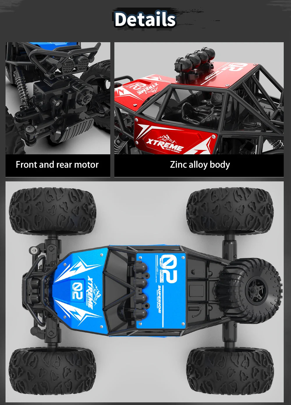 Q145 4WD RC Car – Off-Road Buggy with LED Lights and 2.4G Radio Remote Control, Perfect Toy for Boys and Children