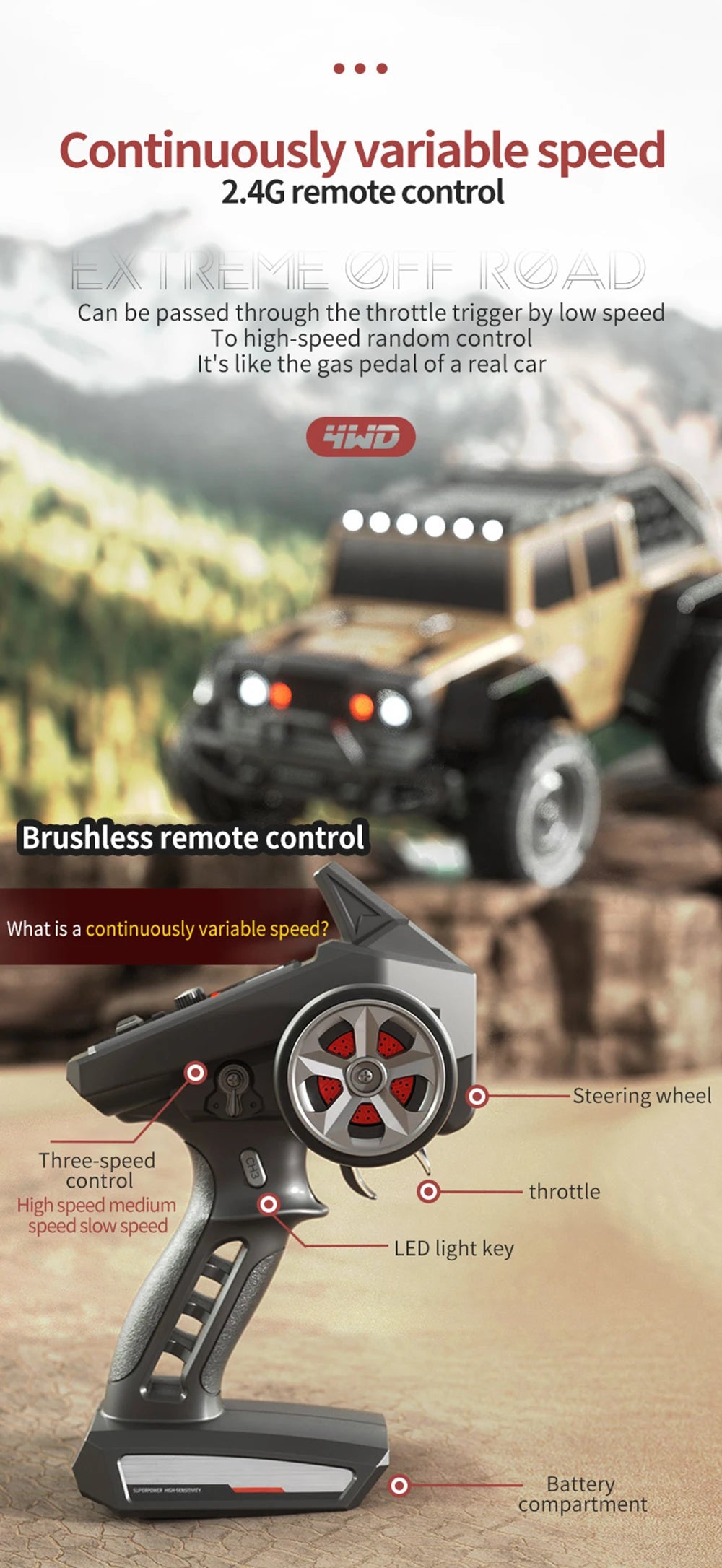 High-Speed 16104PRO 1:16 RC Car – 70KM/H or 50KM/H 4WD Drift Monster Truck vs. WLtoys 144001