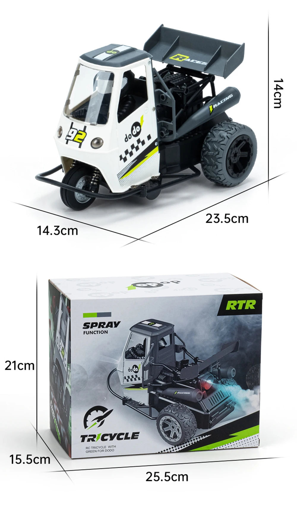 S810 RC Motorcycle – 2.4G Three-Wheel Electric Bike with Lights and Spray, Remote Control High-Speed Toy for Kids