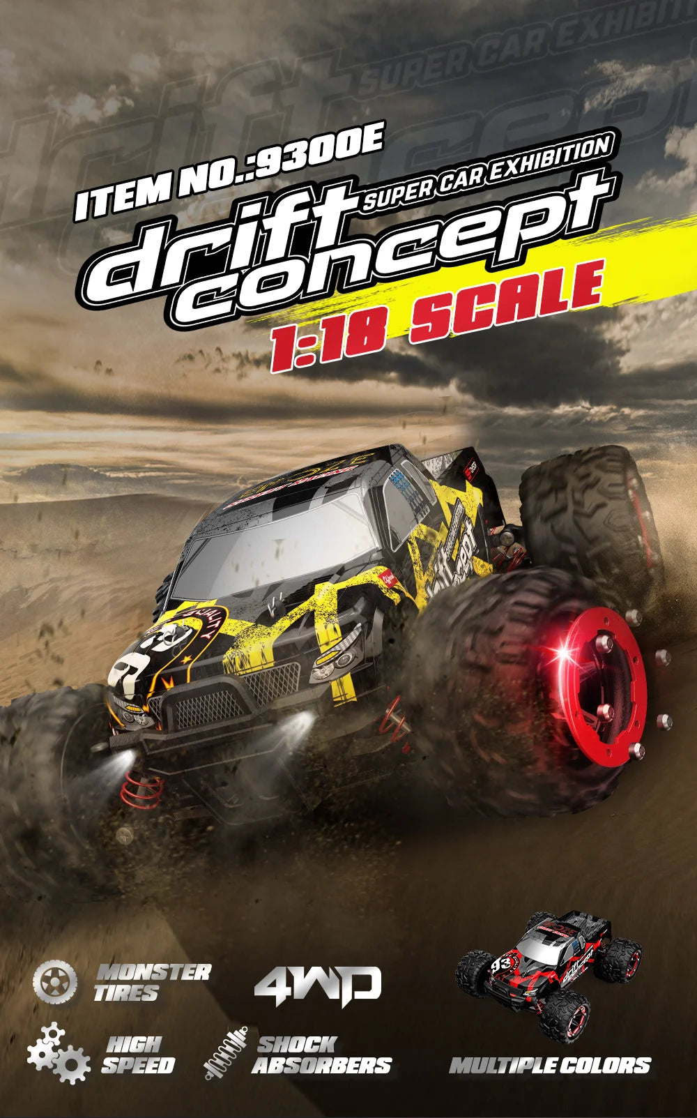 High-Speed EONZE 1:18 4WD RC Car – 40KM/H Electric Drift Monster Truck with Hydraulic Shocks, Perfect for Kids’ Toys