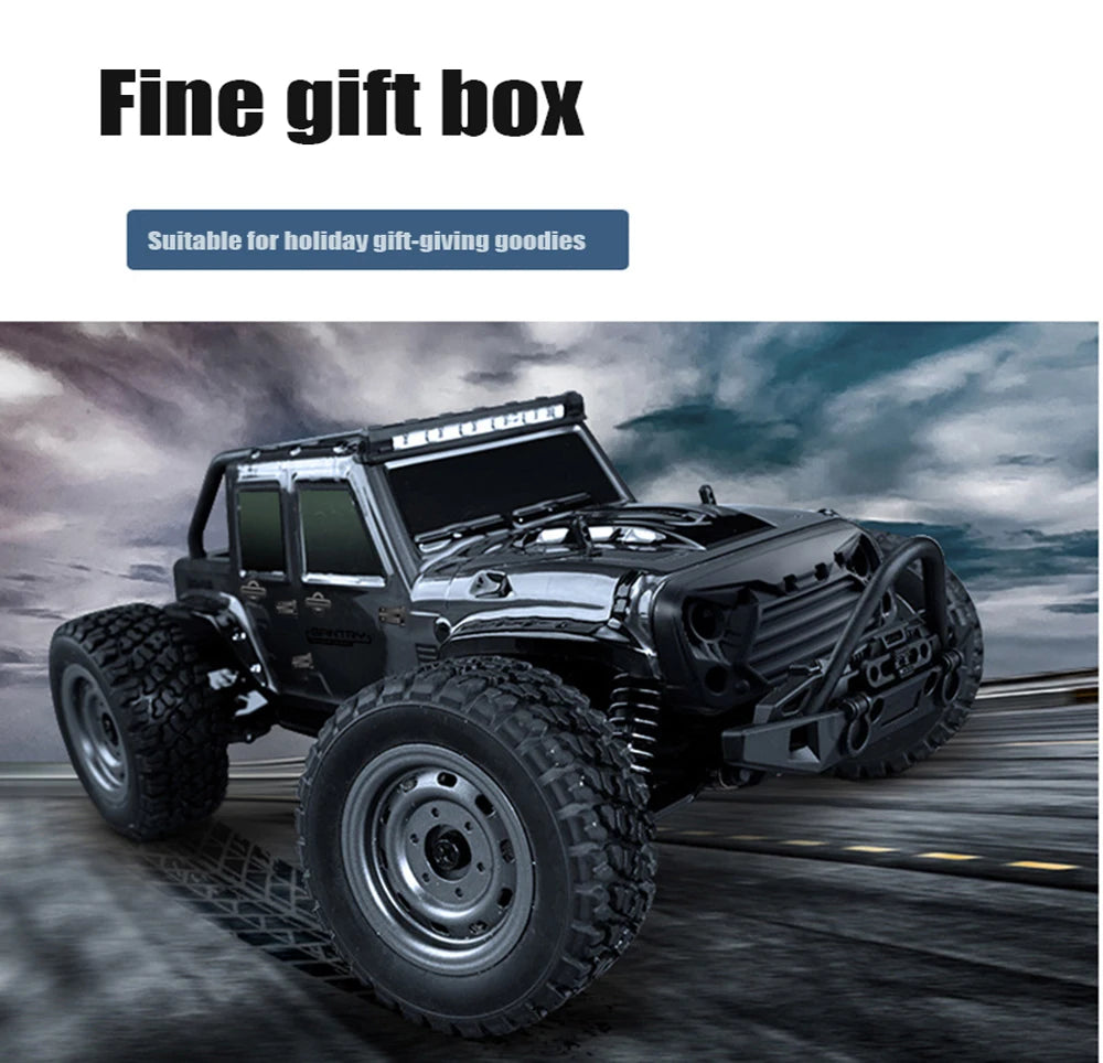 1:16 38KM/H RTR Version RC Car – 4WD High-Speed Off-Road Rock Crawler with LED Lights and 2.4G Remote Control