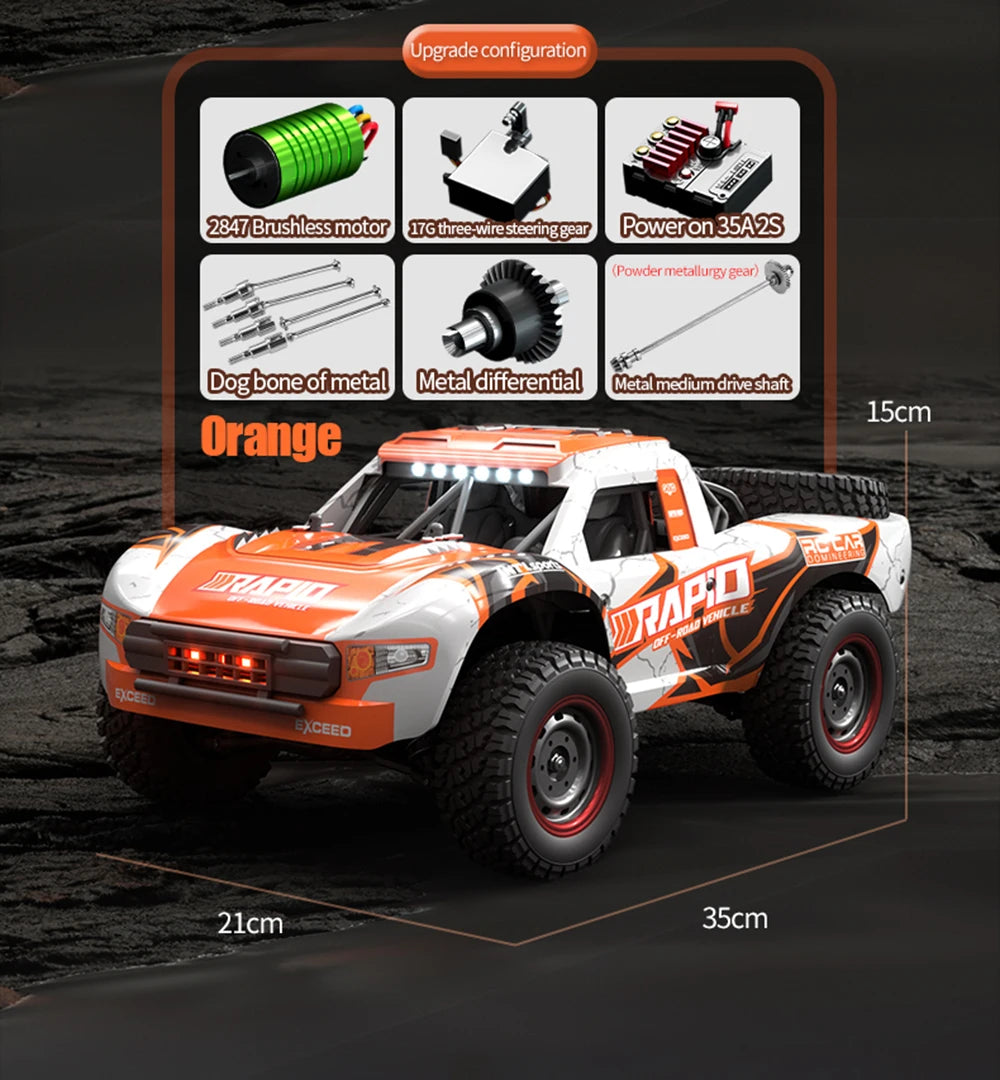 Q130 1:14 RC Car – 70KM/H 4WD High-Speed Drift Monster Truck with Light and Brushless Motor, Remote Control Car for Adults and Kids