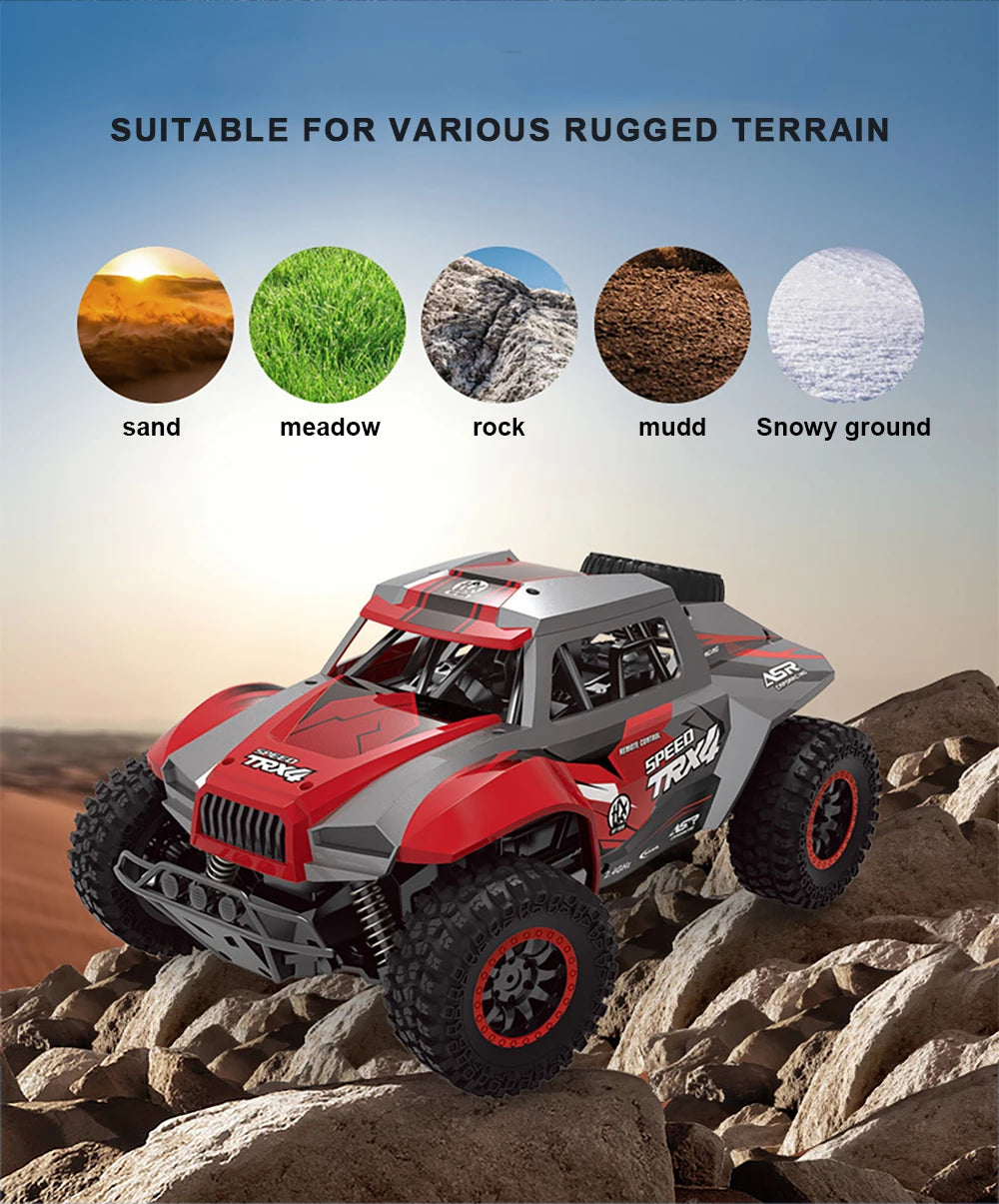 1:12 Scale RC Car – 2WD High-Speed All-Terrain Electric Toy with Rechargeable Battery for Kids and Adults