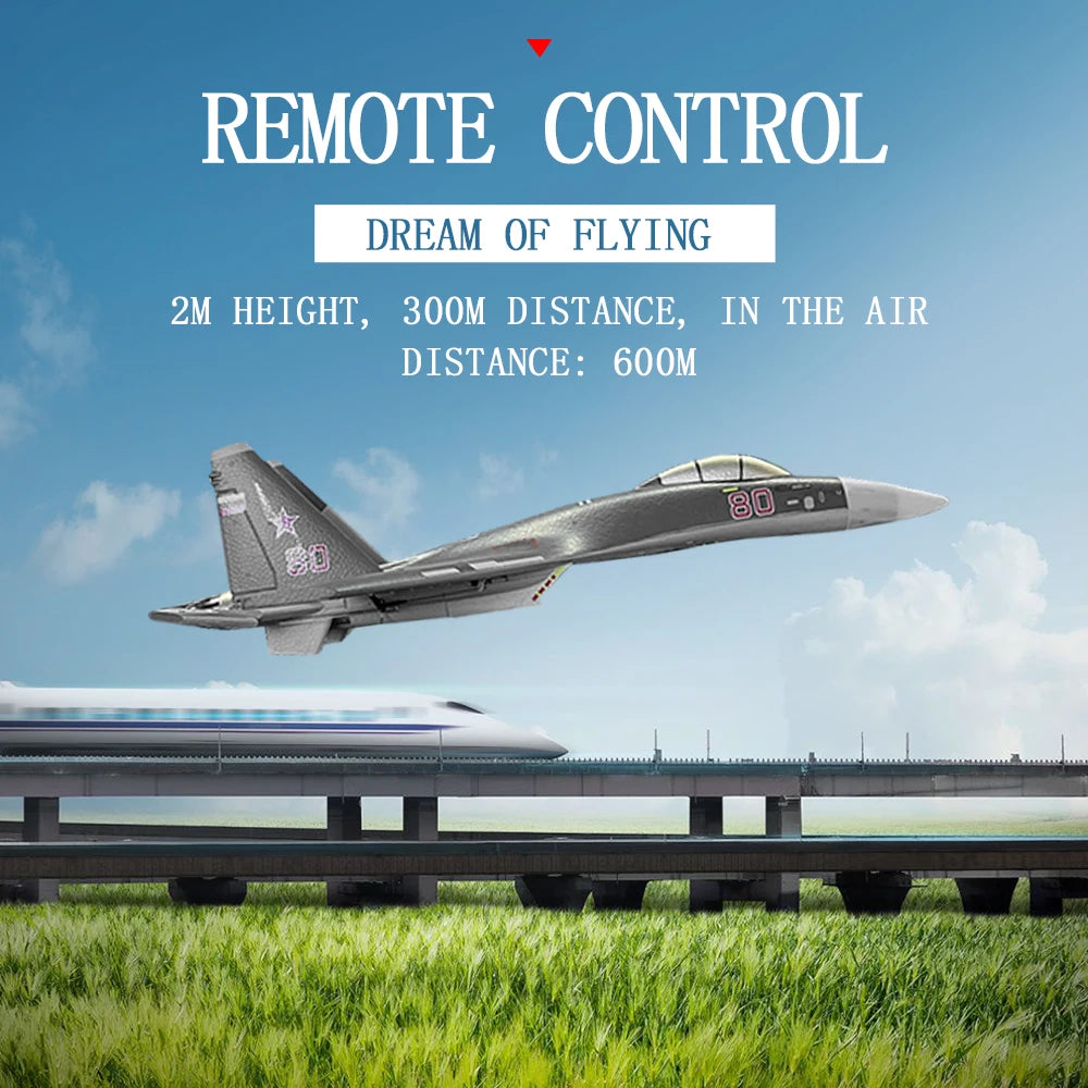 SU-35 RC Airplane – 52.5CM 2.4G Remote Control Glider with LED Lights, 6D Inverted Flight Stunts, EPP Foam Aircraft