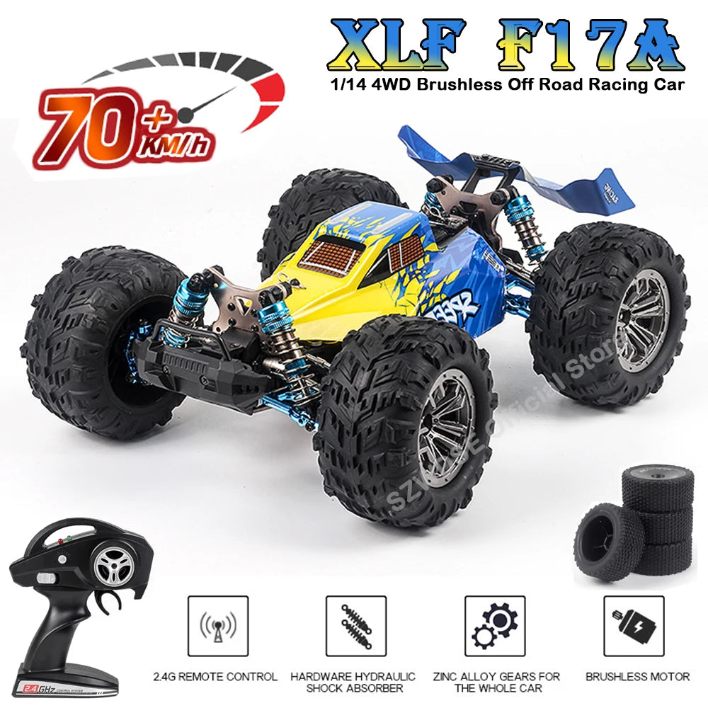 70KM/H XLF F17/F16 RC Car – 4WD Brushless Electric High-Speed Off-Road Drift Racing Car vs WLtoys 144001