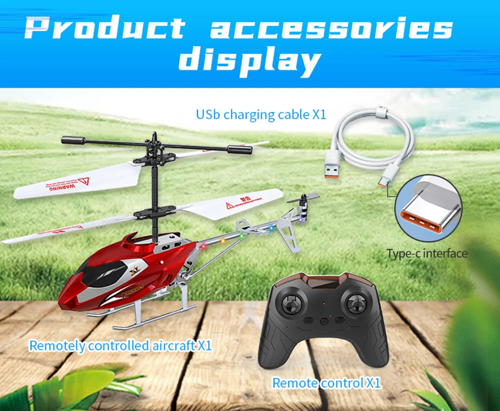 XK912 RC Helicopter – 2.5CH Infrared Remote Control with Light, Alloy Aircraft Toy for Children