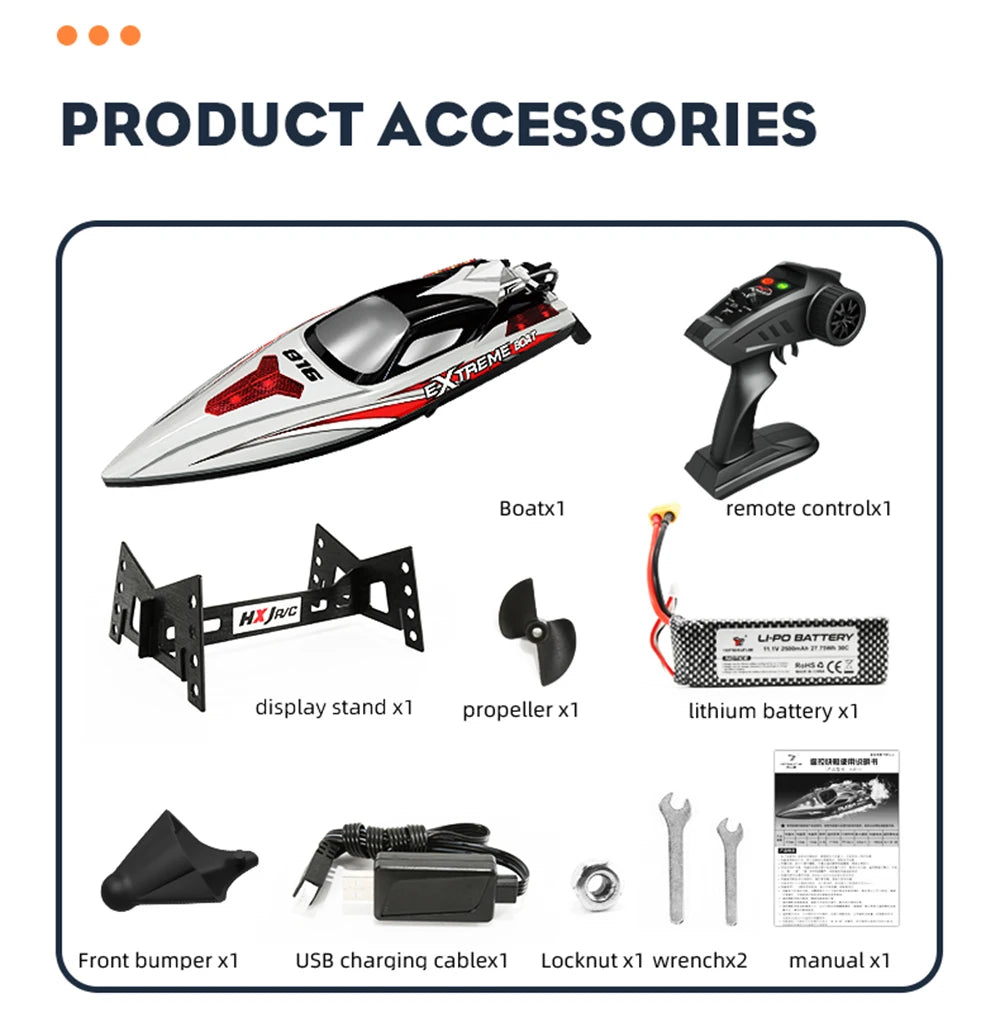 HJ816 High-Speed RC Boat – 2.4GHz Brushless Motor, 55KM/H Racing Model, Remote Control Speedboat vs WLtoys WL916