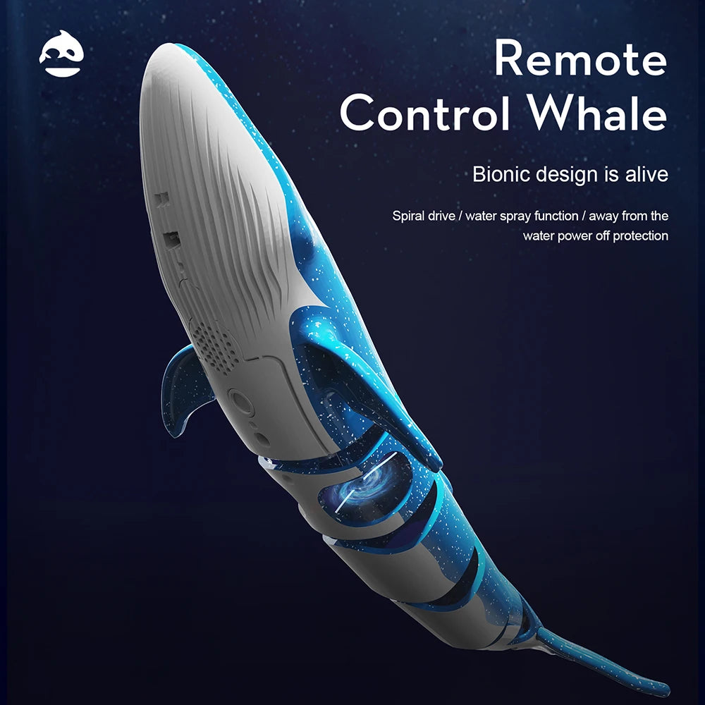 LS-B4 RC Boat Simulation Whale Remote Control  Submarine Waterproof Diving Toy Simulation Model Gift for Kids Boys Girls Gift