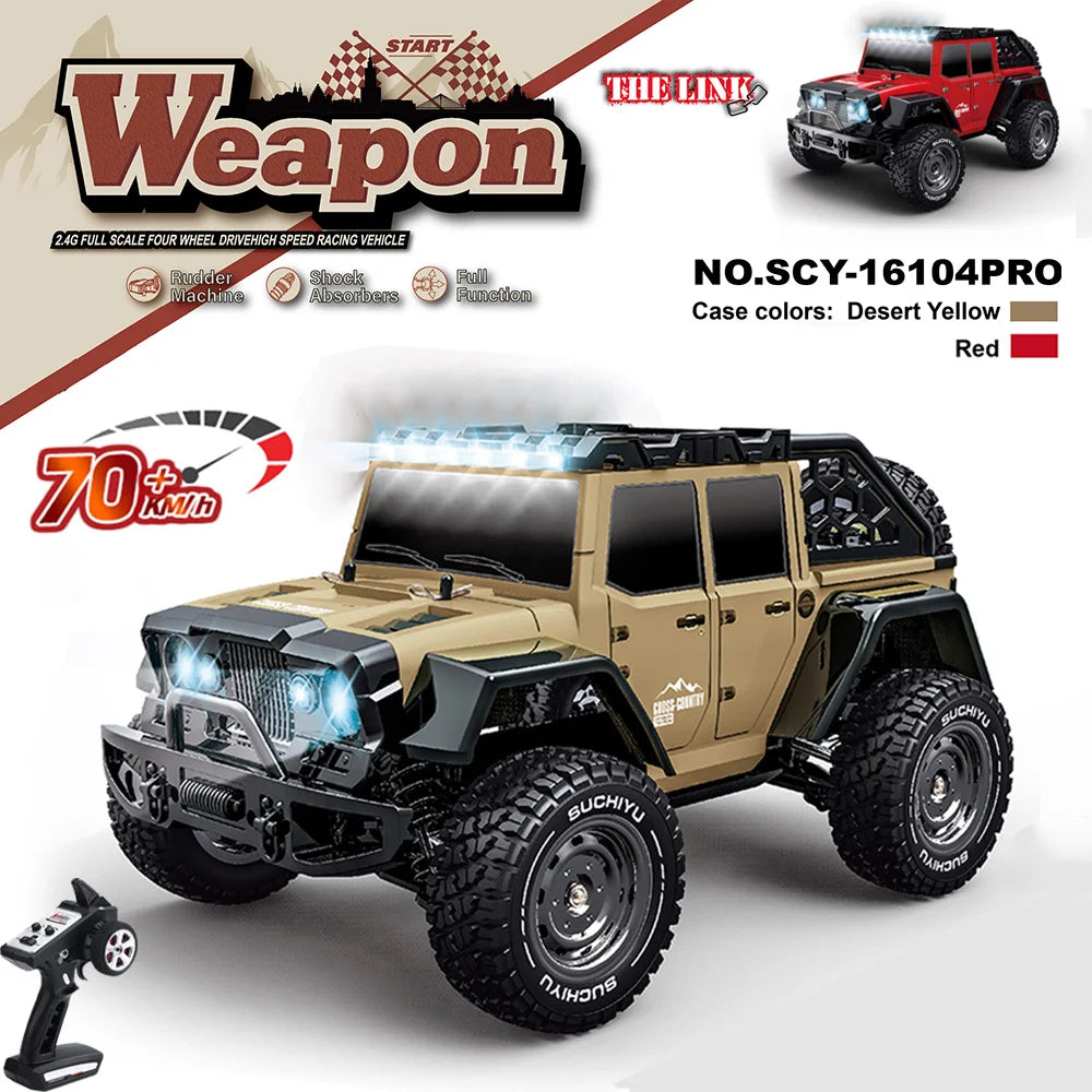 High-Speed 16104PRO 1:16 RC Car – 70KM/H or 50KM/H 4WD Drift Monster Truck vs. WLtoys 144001