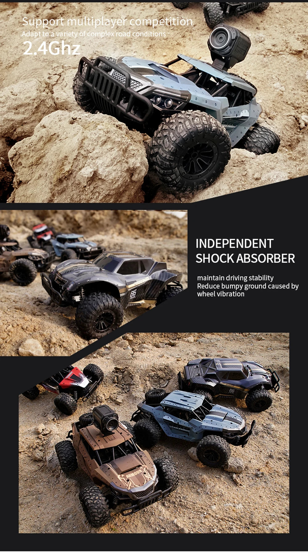 High-Speed RC Car with 720P HD FPV Camera – 1/16 Scale Off-Road Remote Control Monster Truck for Kids and Adults