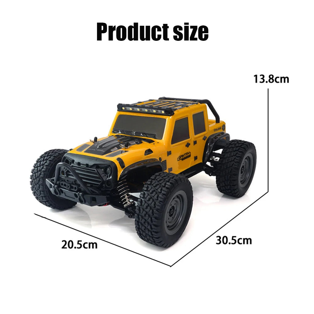 1:16 38KM/H RTR Version RC Car – 4WD High-Speed Off-Road Rock Crawler with LED Lights and 2.4G Remote Control