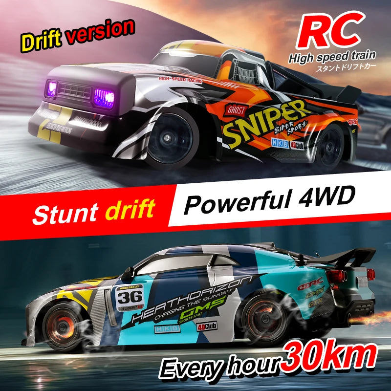 1:18 H4 RC Car – 30KM/H 4WD Drift Race Car with 2.4G Remote Control vs. WLtoys 284131 Toys