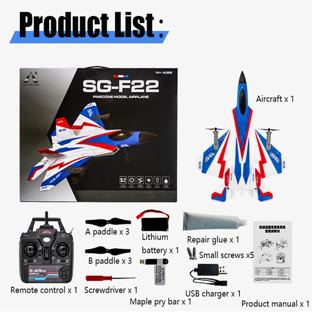 F22 RC Glider – 2.4G Radio Control 3D Stunt Plane, EPP Foam Airplane for Boys and Children