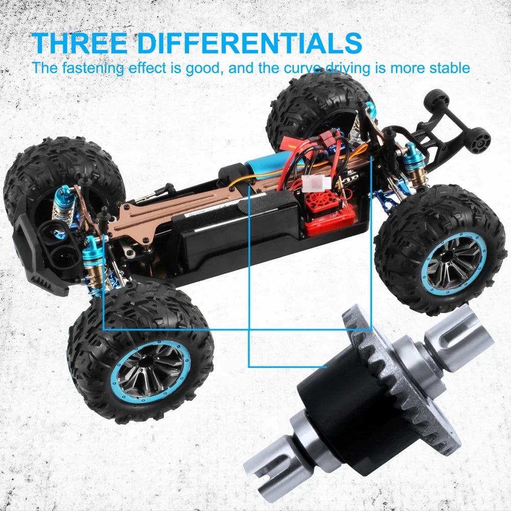 80KM/H XLF F22A RC Car – 1:10 4WD Brushless Motor Monster Truck with 2.4G Remote Control and All-Metal Undercarriage