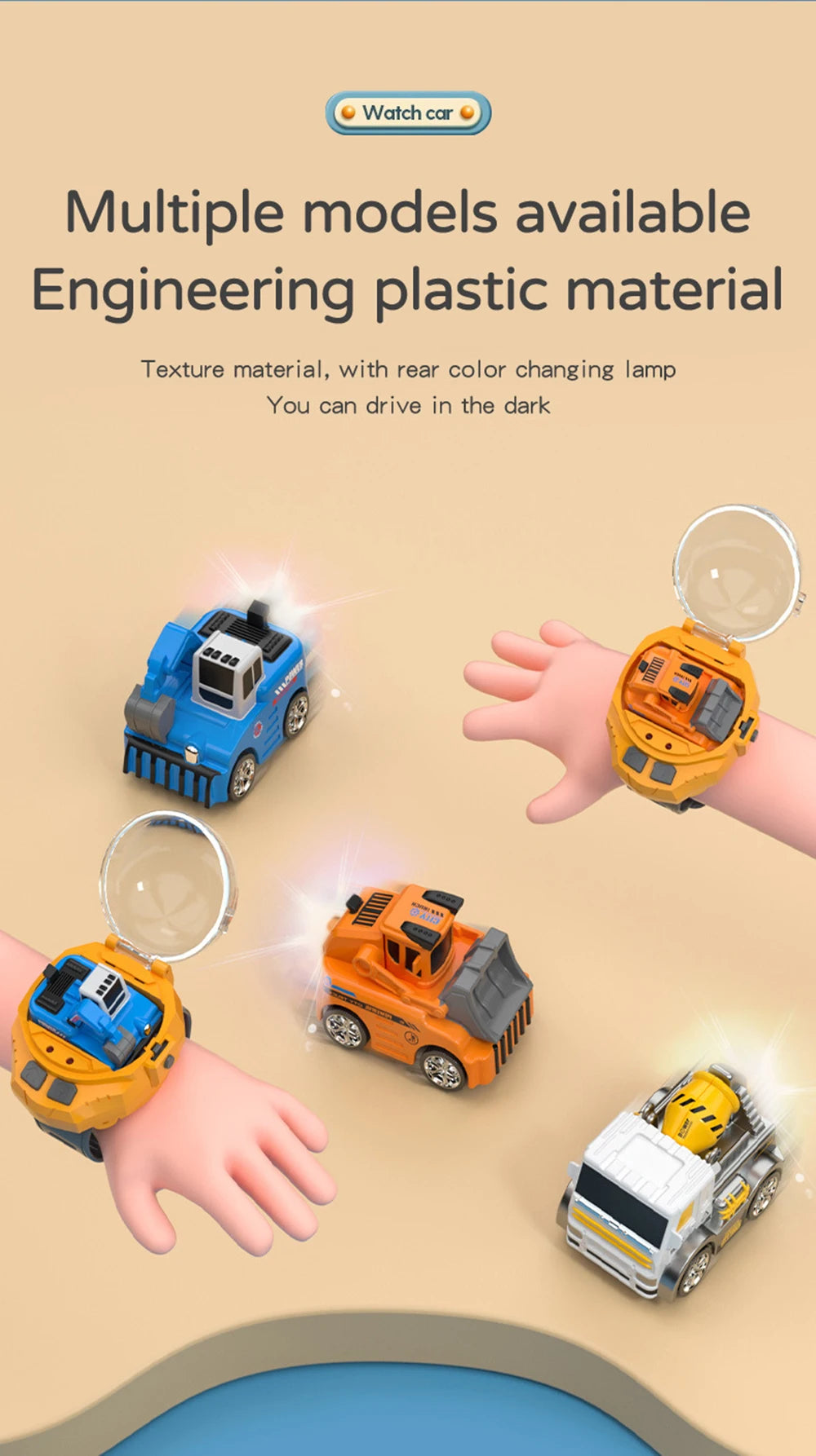 2.4G Mini Watch Control RC Car – Excavator, Bulldozer, Mixer for Boys – Perfect Birthday and Christmas Gift