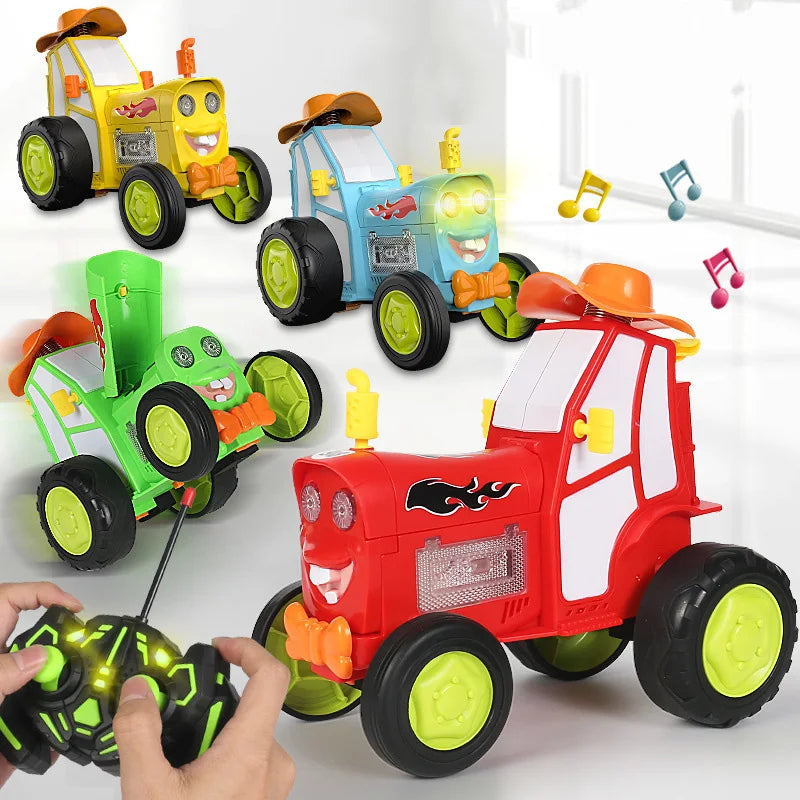 Mini RC Car with Music & Lights – Infrared Remote Control Stunt Vehicle with Crazy Jumping and Upright Walking for Kids’ Fun